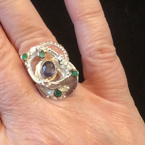 Super Stunning Genuine Kyanite Artistic Ring - Picture 2 of 8